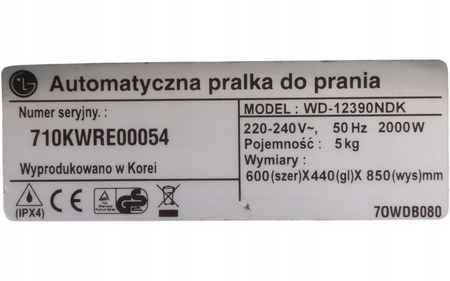 Pralka LG WD-12390NDK 5kg 1200 obr./min