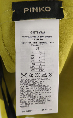 Zamszowy top damski Pinko rozmiar 38 Żółty