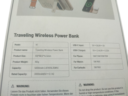 Powerbank KUXIU K1 Power Bank MagSafe 3 w 1 z Szybkim Ładowaniem 15W Czarny