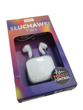 SŁUCHAWKI BEZPRZEWODOWE Z ETUI SETTY TWS 193 3,7V BIAŁY