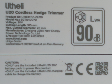 Nożyce do żywopłotu akumulatorwe Litheli U20 (EGT040070)