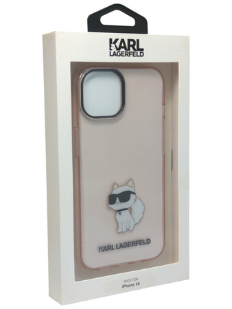 Etui do iPhone 14 Karl Lagerfeld Hardcase Ikonik Choupette Różowe