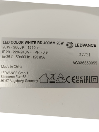 Plafon sufitowy LED COLOR + WHITE Round 400mm 28W + RC biały LEDVANCE
