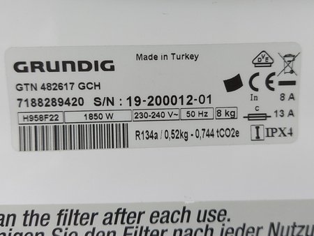 Suszarka kondensacyjna z pompą ciepła Grundig GTN482617GCH Hybrydowa A+++