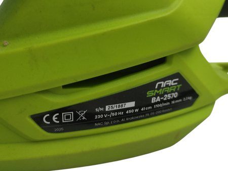 Nożyce elektryczne do żywopłotu NAC SMART BA-2570 41cm 450W