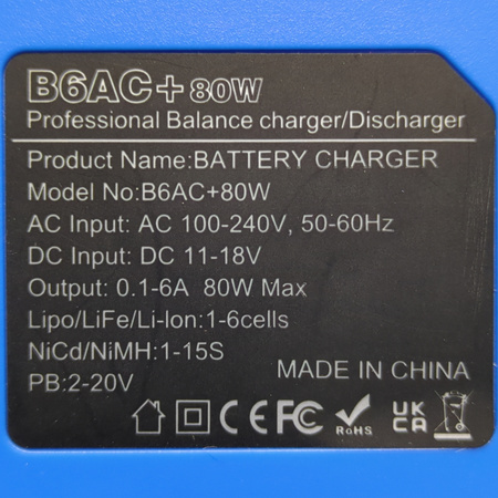 Ładowarka akumulatorów B6AC+80W do Lipo NiCd NiMH Li-ion LiFe
