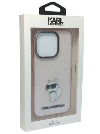 Etui plecki Karl Lagerfeld Ikonik Choupette na iPhone 14 Pro - różowe
