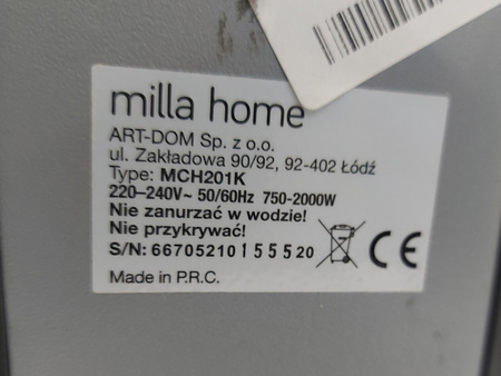 Grzejnik konwektorowy MILLA HOME MCH201K 2000 W Czarny