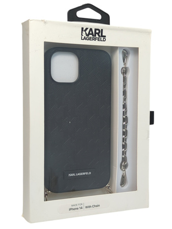 Oryginalne etui Plecki do Iphone 14 Karl Lagerfeld With Chain czarny