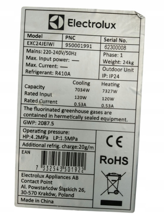 Moduł sterujący jednostką wewnętrzną klimatyzacji ELECTROLUX 950001991