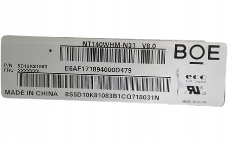 MATRYCA BOE NT140WHM-N31 14.0'' 1366x768px 30pin Matowa