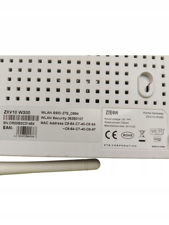 Router ZTE ZXV10 W300 ADSL2+ WiFi