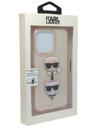Karl Lagerfeld Glitter Karl & Choupette Head - Etui iPhone 13 Pro (złoty)