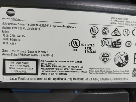 Urządzenie wielofunkcyjne KONICA MINOLTA BIZHUB 4020 Przebieg 39682 strony