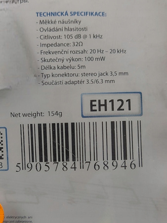 SŁUCHAWKI PRZEWODOWE NAUSZNE STEREOFONICZNE ESPERANZA EH121 HI-FI SOUND