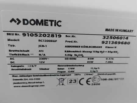 Lodówka TURYSTYCZNA DOMETIC RC1200EGP 85W 41 LITRÓW