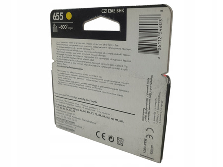 Tusz HP 655 CZ112AE BHK żółty oryginalny do drukarek HP