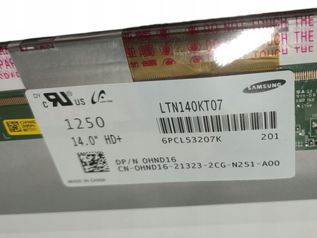 Matryca Samsung LTN140KT07 14" 1600x900px Matowa 40pin