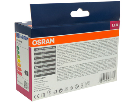 3x Żarówka LED VALUE CLASSIC P60 7W=60W 806lm Cool White OSRAM