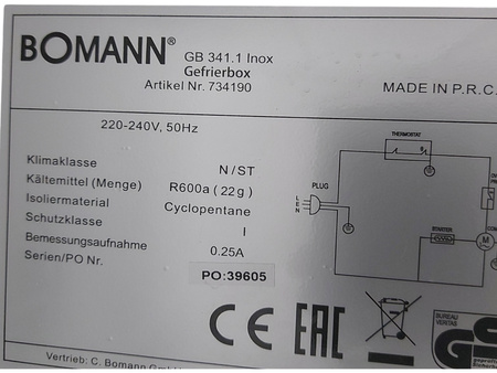 ZAMRAŻARKA WOLNOSTOJĄCA BOMANN GB341.1 INOX 31 litrów mini zamrażarka