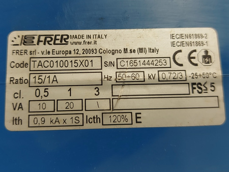 Przekładnik prądowy FRER TAC010 z uzwojeniem pierwotnym 15/1A