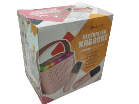 GŁOŚNIK LED KARAOKE FOREVER Y1-22 2 MIKROFONY RÓŻOWY