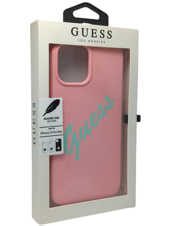 Etui plecki Guess Silicone Vintage na iPhone 12 Pro Max - różowe