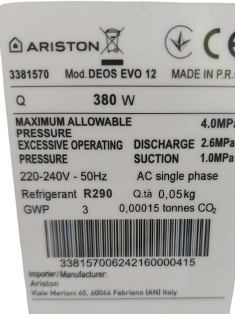 OSUSZACZ POWIETRZA ARISTON DEOS EVO 12 210W 20/35 m2