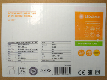 Oprawa LED natynkowa downlight LEDVANCE UGR19 21W 3000K 2400lm IP54