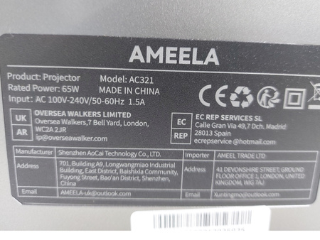 Inteligentny projektor 4K AMEELA autofokus 30000 lm 1080P Wi-Fi BT Netflix