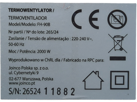 TERMOWENTYLATOR FARELKA HOFFEN FH-90B 2000 W BIAŁY