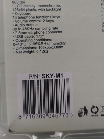 Mysz Gembird SKY-M1 przewodowa USB 3 przyciski czarno-szara