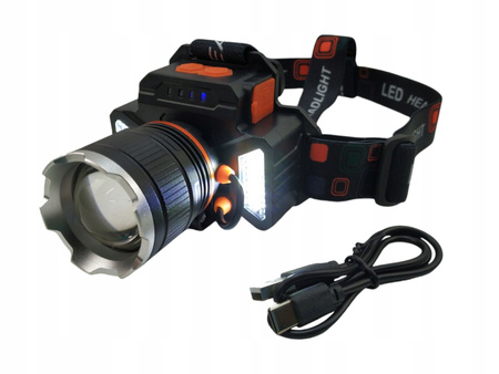 Regulowana akumulatorowa latarka czołowa USB-C