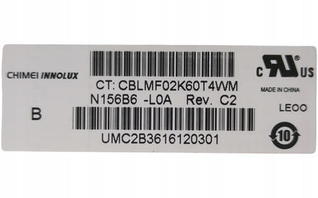 Matryca Innolux N156B6 -L0A Rev. C2 15,6" 1366x768px 40pin Matowa