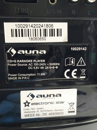 Auna ScreenStar Zestaw karaoke wyświetlacz TFT 2 x mikrofon kamera USB