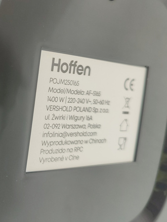 Frytkownica beztłuszczowa Hoffen AF-5165 1400 W 3,8 l Czarna