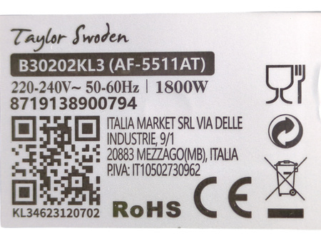 Frytkownica beztłuszczowa Taylor Swoden 6,5 l 1800 W okno 8 programów