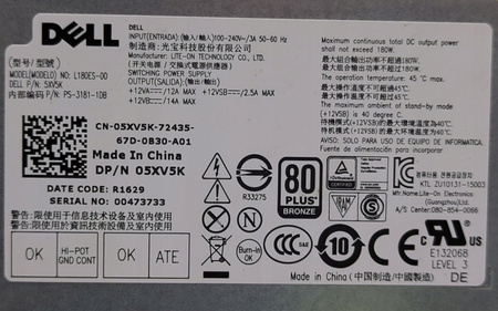 Zasilacz komputerowy Dell L180ES-00 180W (05XV5K) 5040 7040 SF