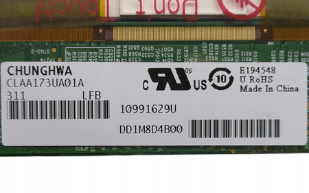 Matryca Chunghwa CLAA173UA01A 17,3" 1600x900px 40pin Błyszcząca