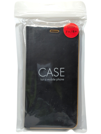 Etui z klapką / Kabura LUNA Gold do Apple iPhone 7 Plus / 8 Plus czarne