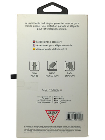 Etui Guess Apple iPhone SE 2022/SE 2020/8/7 czarny/black Saffiano Strap