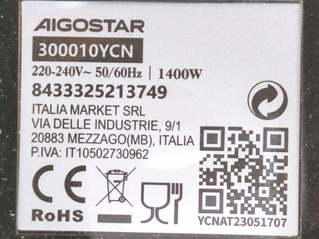 Frytkownica beztłuszczowa Aigostar 300010YCN 4,2l 1400W czarna LED