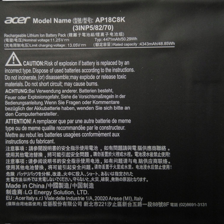 Bateria do laptopa ACER AC18C8K