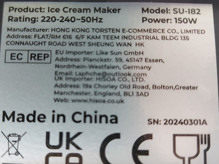 Maszyna do lodów Ice Cream Maker Aobosi SU-182 1.5L 150W