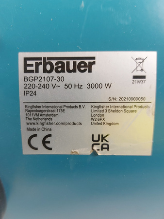 Nagrzewnica elektryczna Erbauer BGP2107-30 3000 W