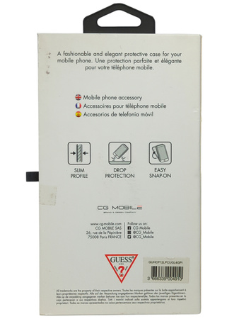 Etui plecki brokatowe Guess Glitter 4G do iPhone 12 Pro Max, różowe