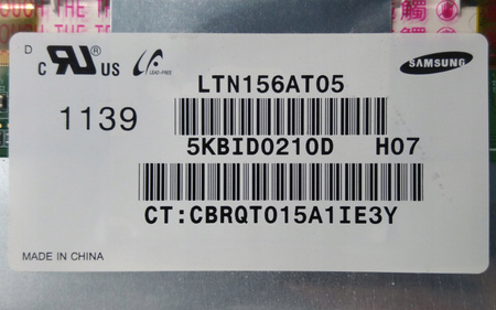Matryca SAMSUNG LTN156AT05 15,6" 1366x768px Błyszcząca