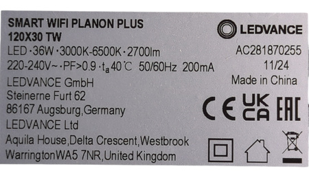 Panel LED Ledvance SMART+ WiFi PLANON PLUS 36W 120x30 cm CCT