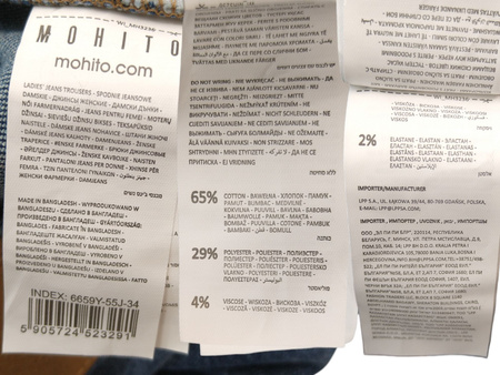 SPODNIE JEANSOWE DAMSKIE MOHITO ROZMIAR 34 NIEBIESKIE