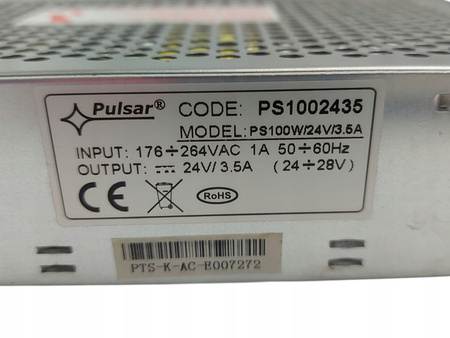 Zasilacz impulsowy do zabudowy Pulsar PS 24V/3,5A PS-1002435